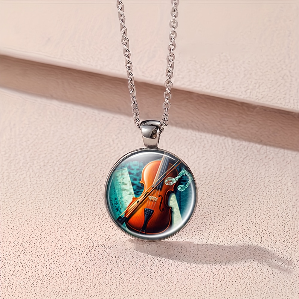 4pc Classical Music Art Motif Necklace, Bracelet & Earrings Set